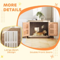 PawHut 39" Dog Crate Furniture with 2 Doors, Adjustable Non-slip Foot Mats, for Large Dogs, Walnut Brown(m-5)