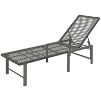 Outsunny Wicker Outdoor Lounge Chair, Rattan Reclining Patio Lounger Tanning Chair with Adjustable Back, Light Grey(m-2)