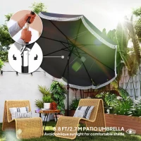 Outsunny 9FT Patio Umbrella Parasol, UPF 30+ Outdoor Market Umbrella with Crank, 8 Ribs, Push Button Tilt, Vented Patio Table Umbrella for Deck Backyard Lawn, Charcoal Grey(m-4)