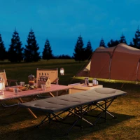 Outsunny 26.4" Wide Folding Bed, Camping Cot for Adults with Cushion, Storage Pocket, Max Load 330 LBS, Grey(m-9)