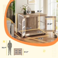 PawHut 39" Dog Crate Furniture with 2 Doors, Adjustable Non-slip Foot Mats, for Large Dogs, Walnut Brown(m-3)