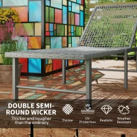 Outsunny Wicker Outdoor Lounge Chair, Rattan Reclining Patio Lounger Tanning Chair with Adjustable Back, Light Grey(m-6)