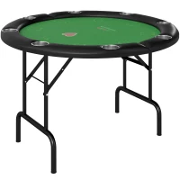 Soozier Poker Table Foldable 47" Round Casino Folding Game Table for 8 Players with Cup Holders, Green(m-1)