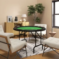 Soozier Poker Table Foldable 47" Round Casino Folding Game Table for 8 Players with Cup Holders, Green(m-9)
