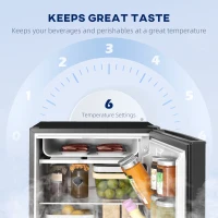 HOMCOM 4.5 Cu.Ft Mini Fridge, Single Door Refrigerator with Freezer, Wheels, Adjustable Thermostat, Reversible Door, Black(m-6)