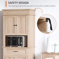 HOMCOM Traditional Buffet with Hutch, Freestanding Kitchen Pantry Storage Cabinet with Doors and Drawer, Adjustable Shelving, Oak(m-6)