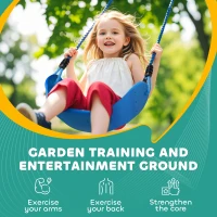 Qaba 32.8' Ninja Warrior Obstacle Course for Kids 3-6 Years, with Swing, Monkey Bars, Climbing Ladder, Gym Rings, Blue(m-6)