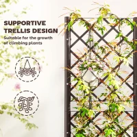 Outsunny Raised Garden Bed with Trellis, Plastic Raised Flower Bed with Drainage Holes and Drain Plugs, 16" x 16" x 48"(m-4)