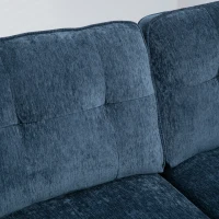 HOMCOM Modern Corner Couch with Right Chaise Lounge, Tufted 3-Seater Sofa with Wooden Legs for Living Room, Navy Blue(m-9)