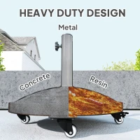 Outsunny Round Patio Umbrella Base with Wheels, 46 lbs Resin Umbrella Stand Base, Heavy Duty Patio Umbrella Holder for 1.3"/1.5"/1.9" Umbrella Poles for Outdoor, Lawn, Poolside, Bronze(m-5)