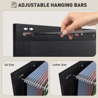 HOMCOM Vertical File Cabinet with 3 Drawers, Rustic Farmhouse Office Storage Cabinet for A4, Letter Size, Distressed Black(m-6)