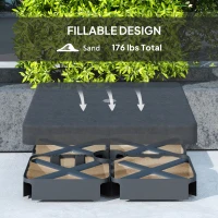 Outsunny 4 Piece Offset Umbrella Base Weight for 176 lbs Sand Heavy Duty Outdoor Weights for Umbrella Stand, Black(m-6)