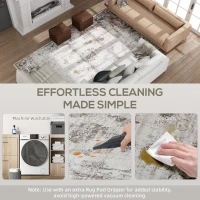 HOMCOM 5x7 Boho Area Rug, Machine Washable Carpet for Living Room, Bedroom, Dining Room, Kitchen, Home Office, Brown(m-6)