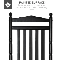 Outsunny Wooden Outdoor Rocking Chair, Patio Rocking Chair with Slatted High Back and Armrests for Porch, Garden, Lawn, Black(m-7)