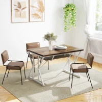 HOMCOM 47"-63" Extendable Dining Table for 4-6, Farmhouse Expandable Kitchen Table with Heavy Duty Trestle Base, Brown(m-10)