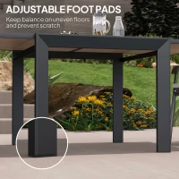 Outsunny 35.5"-71" Expandable Outdoor Dining Table for 4-6 People, Aluminum Patio Table with Slatted Wood Grain Top, Natural(m-8)