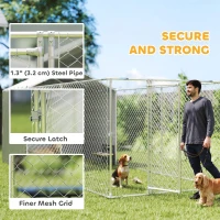 PawHut Galvanized Steel Dog Kennel Outdoor with Waterproof & UV-Resistant Cover for Large Dogs, 19.7' x 7.5' x 7.5'(m-6)