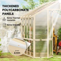 Outsunny 6.6 x 8 ft. Polycarbonate Greenhouse Wooden Walk-in Greenhouse Kit with Thickened Panels, Roof Vent, and Lockable Door(m-4)