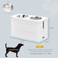 PawHut Elevated Dog Bowls with Slow Feeder Mat, Storage Cabinet, 3 Stainless Steel Bowls for Large & Extra Large Dogs, White(m-3)