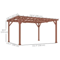 Outsunny 11' x 12.5' Outdoor Wood Pergola with Grape Trellis for Patio, Deck, Backyard, Lawn(m-3)