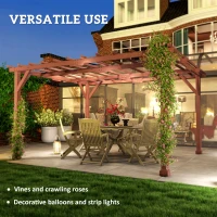 Outsunny 11' x 12.5' Outdoor Wood Pergola with Grape Trellis for Patio, Deck, Backyard, Lawn(m-6)