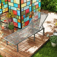 Outsunny Wicker Outdoor Lounge Chair, Rattan Reclining Patio Lounger Tanning Chair with Adjustable Back, Light Grey(m-10)