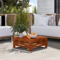 Outsunny 2-in-1 Outdoor Storage Box for Umbrella Base, Coffee End Table, Wooden Patio Umbrella Stand Table, Brown(m-3)