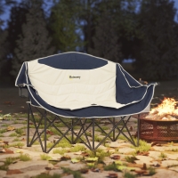 Outsunny Portable Camp Chair, Double Camping Chair with Cup Holders and Carry Bag, Support 551 lbs, Navy Blue