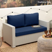 Outsunny 2 Seat Patio Furniture Cushions, 46x26x5 in, Thick Outdoor Loveseat Cushion Set with Removable Cover, Fade-Resistant Replacement Cushions for Outdoor Furniture, Couch, Bench, Swing, Navy Blue(m-8)