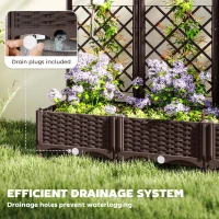 Outsunny Raised Garden Bed with Trellis, PE Rattan Flower Bed with Drainage Holes and Drain Plugs, 47" x 16" x 48"(m-7)