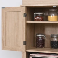 HOMCOM Traditional Buffet with Hutch, Freestanding Kitchen Pantry Storage Cabinet with Doors and Drawer, Adjustable Shelving, Oak(m-8)