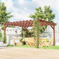 Outsunny 11' x 12.5' Outdoor Wood Pergola with Grape Trellis for Patio, Deck, Backyard, Lawn(m-2)