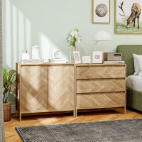 HOMCOM Bedroom Chest of Drawers with Anti-tipping Design, Storage Cabinet with 3 Drawers for Living Room, Hallway, Nature Wood(m-7)