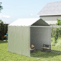 PawHut Galvanized Steel Dog Kennel Outdoor with Waterproof & UV-Resistant Cover for Large Dogs, 19.7' x 7.5' x 7.5'(m-10)