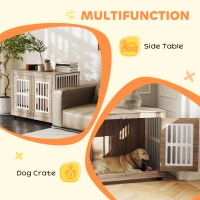 PawHut 39" Dog Crate Furniture with 2 Doors, Adjustable Non-slip Foot Mats, for Large Dogs, Walnut Brown(m-4)
