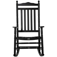 Outsunny Wooden Outdoor Rocking Chair, Patio Rocking Chair with Slatted High Back and Armrests for Porch, Garden, Lawn, Black(m-9)