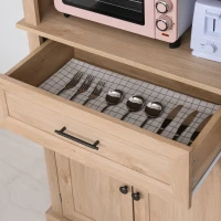 HOMCOM Traditional Buffet with Hutch, Freestanding Kitchen Pantry Storage Cabinet with Doors and Drawer, Adjustable Shelving, Oak(m-9)