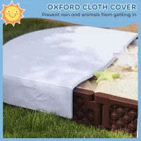 Qaba Kids Sandbox with Cover, 4 Corner Seats, Bottom Liner for Backyard, Garden, Outdoor, 71" x 42" W x 9", Dark Brown(m-5)