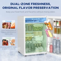 HOMCOM 4.5 Cu.Ft Mini Fridge, Single Door Refrigerator with Freezer, Wheels, Adjustable Thermostat, Reversible Door, White(m-2)