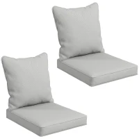 Outsunny Seat Cushion Back Pillows Replacement Set of 2, Patio Chair Cushions Set for Indoor Outdoor, Light Grey(m-2)