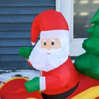 HOMCOM 7ft Christmas Inflatable Santa Claus with Sleigh and Reindeer, Outdoor Blow-Up Yard Decoration with LED Lights Display(m-9)
