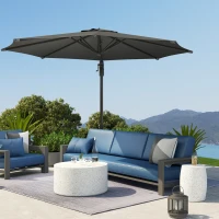 Outsunny 10' Offset Patio Umbrella Cantilever Umbrella with Aluminium Pole 360° Rotation and Tilt Adjustment, Grey(m-9)