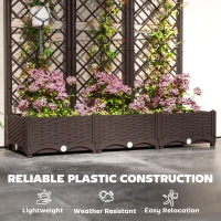 Outsunny Raised Garden Bed with Trellis, PE Rattan Flower Bed with Drainage Holes and Drain Plugs, 47" x 16" x 48"(m-6)