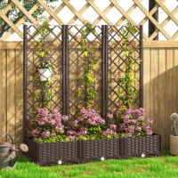 Outsunny Raised Garden Bed with Trellis, PE Rattan Flower Bed with Drainage Holes and Drain Plugs, 47" x 16" x 48"(m-1)