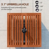Outsunny 2-in-1 Outdoor Storage Box for Umbrella Base, Coffee End Table, Wooden Patio Umbrella Stand Table, Brown(m-5)