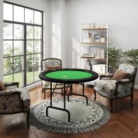 Soozier Poker Table Foldable 47" Round Casino Folding Game Table for 8 Players with Cup Holders, Green(m-10)