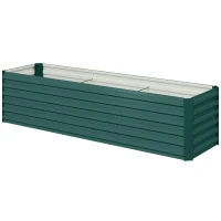 Outsunny 8x2x2ft Galvanized Raised Garden Bed Kit with Safety Edging for Flowers, Herbs and Vegetables, Green(m-1)