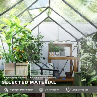 Outsunny 6' x 8' x 6.5' Polycarbonate Greenhouse, Walk-in Green House with Adjustable Roof Vent Galvanized Base Sliding Door Rain Gutter for Outdoor Garden Backyard, Charcoal Grey(m-4)