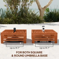 Outsunny 2-in-1 Outdoor Storage Box for Umbrella Base, Coffee End Table, Wooden Patio Umbrella Stand Table, Brown(m-6)