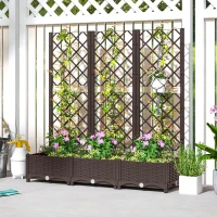 Outsunny Raised Garden Bed with Trellis, PE Rattan Flower Bed with Drainage Holes and Drain Plugs, 47" x 16" x 48"(m-8)